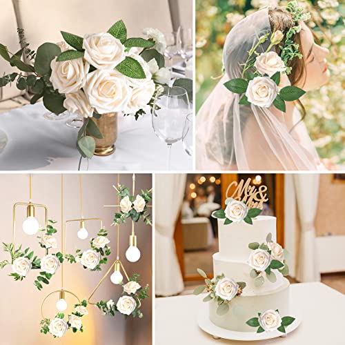 Champagne Rose 25pcs Real Looking Artificial Flowers w (25 Count)