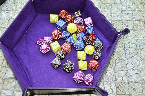 Retro Polyhedral Dice Sets with Pouches for D&D DND RPG MTG Dungeon and Dragons Table Board Roll Playing Games D4 D6 D8 D10 D% D12 D20