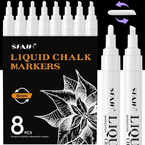 White Liquid Chalk Markers for Blackboard Glass (8 Count)