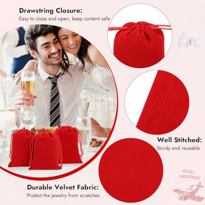 20Pcs 4x6 Inch Red Velvet Gift Bags with Drawstrings (20 Count)