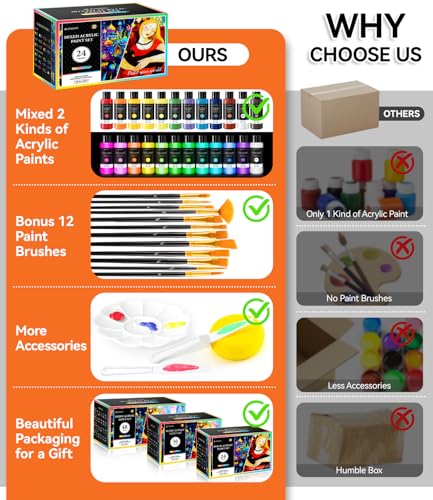 40 PCS Classic & Glow in the Dark Acrylic Paint Set