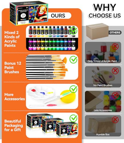 40 PCS Classic & Glow in the Dark Acrylic Paint Set