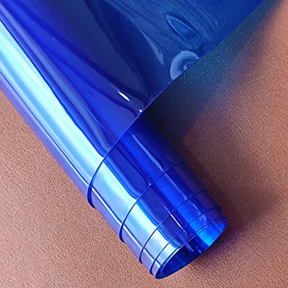 HYANG Blue Transparent PVC Super Clear Holographic Vinyl Faux Leather Sheets 1 Roll 12" x 47"