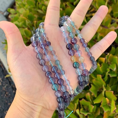 45pcs Adabele Natural Grade A Purple Fluorite Crystal Gemstone 8mm Round Beads (47 Count)