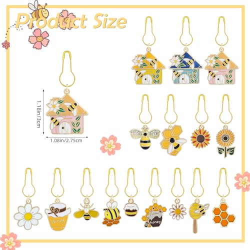 16Pcs Bee Honeycomb Stitch Marker Charms