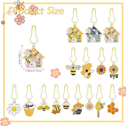 16Pcs Bee Honeycomb Stitch Marker Charms