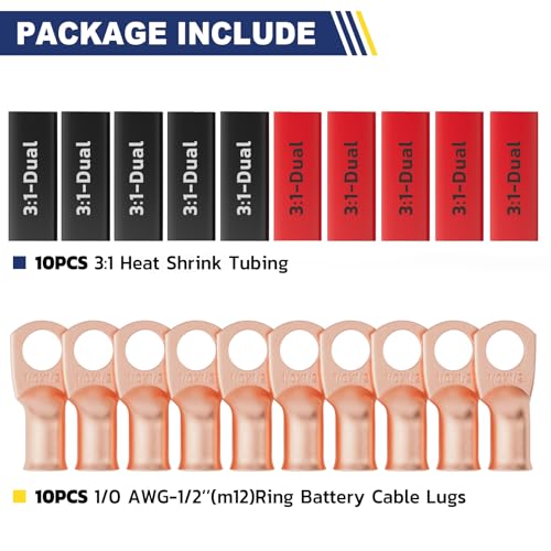 20PCS Battery Cable Lug & Heat Shrink Kit 1 (20 Count)