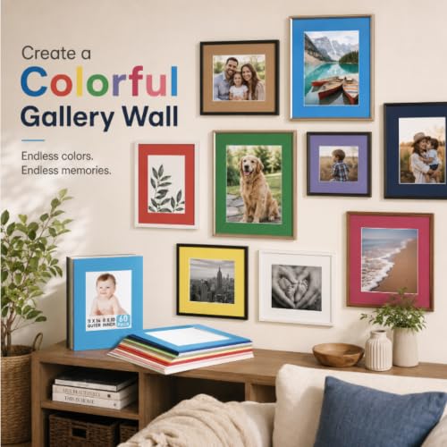 60 Pack Picture Mats 11 x 14 Inch Frame Mattes Matting with Acid Free Pre Cut Mattes White Core Bevel Cut Mats for 8 x 10 Pictures for Home Gallery Wall Hanging Art Decoration (60 Count)
