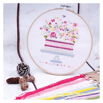 Embroidery Starter Kit Full Range of Starter Including Instructions Stamped Cloth with Pattern Hoop Color Threads and Tools Crafts for Adults