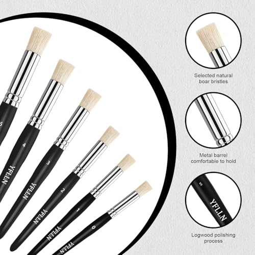 Wooden Stencil Brushes Natural Stencil Bristle Dome Art Painting Brushes Wood Paint Template Brush for Painting On Stencil Projects