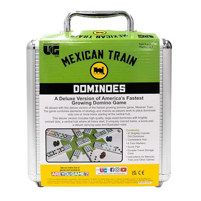 Mexican Train Dominoes Deluxe Aluminum Case