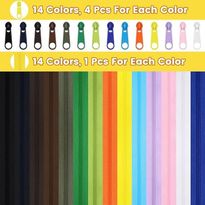 14 Colors Zippers by Yard