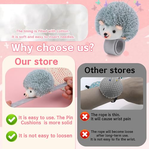 2 Hedgehog Wrist Pin Cushion for Sewing Wrist Pin Cushion (105 Count)