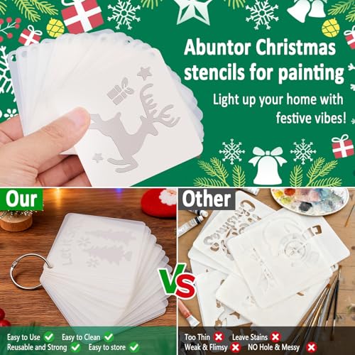 14Pcs Larger Christmas Stencils for Painting On Wood Reusable Xmas Stencils Set Holiday Templates for DIY Crafts Home Decor Art Projects (14 Count)