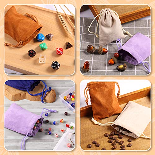 16 Pcs Mini Dice Bags Bulk 8 Colors Suede Velvet Gift Bags 4x3 Inch (16 Count)