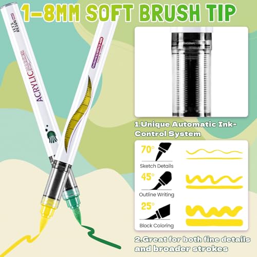 PAINT Acrylic Paint Markers Brush Tip 72 Colors (72 Count)