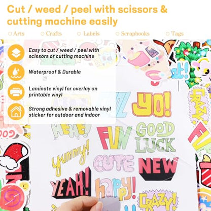 Laminating Sheets Clear Laminate Sheets Sticker Paper for Inkjet Printer Clear Vinyl for Printable Vinyl Sticker Paper Photo Paper 8.26" x 11.69" A4 28 Sheets