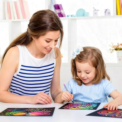 100 Pcs Scratch Art Paper Rainbow Sets Arts and Crafts for Kids ﻿