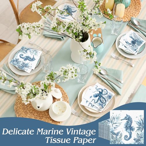 200 Pieces Blue Ocean Animal Paper Napkins 2 (200 Count)