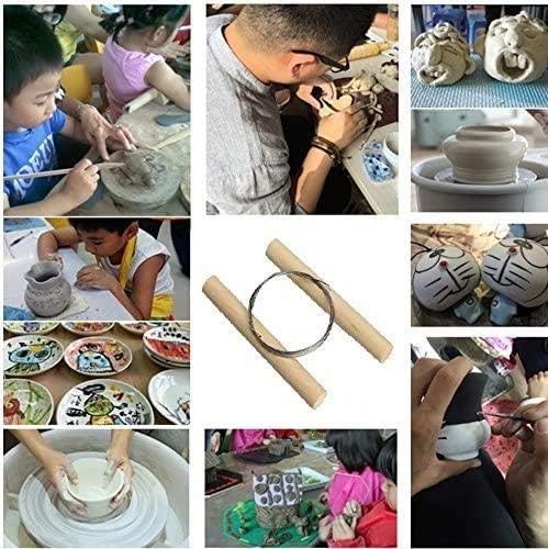 12Pcs Wire Clay Cutter with Wood Handle Easy to Use Steel Wire Cutting Tools for Cheese Plasticine Dough Mud Line Pottery Clay Ceramic Art Sculpture Cutting Cutting Pottery Tools Supplies
