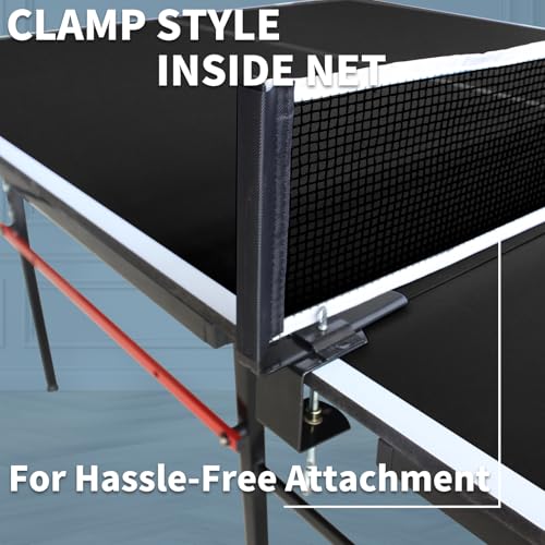 6FT/8FT/9FT Mid-Size Table Tennis Table Ping-Pong Table Set Foldable & Portable Table Indoor Outdoor for Family Game (Black, 8FT)