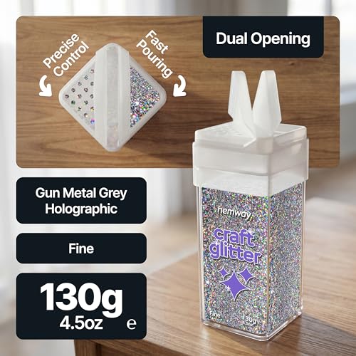 Craft Glitter Shaker Gun Metal Grey Holographic 130g Fine (4.58562 Ounce)