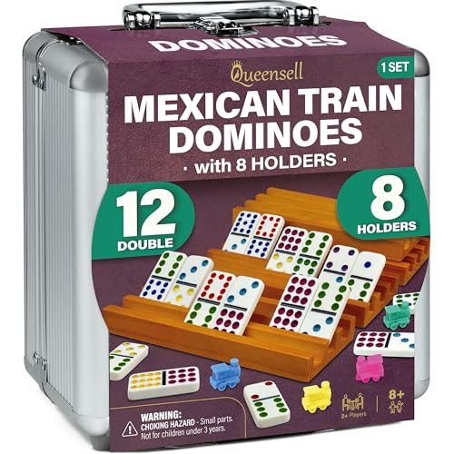 Mexican Train Dominoes Set with 8 Holders
