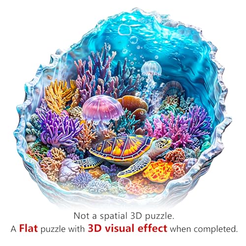 Wooden Puzzles for Adults Ocean Turtle Jigsaw 17.3 * 17.2in
