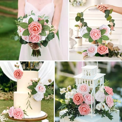 Blush Shades Rose 25pcs Real Looking Artificial Flowers w