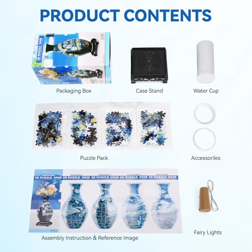 3D Puzzle Vase for Adults with 160 Plastic Pieces (160 Count)