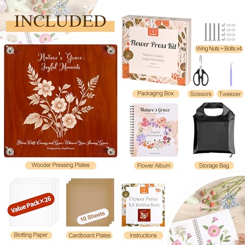 Large Flower Press Kit for Adults with Designed Cover and DIY Album
