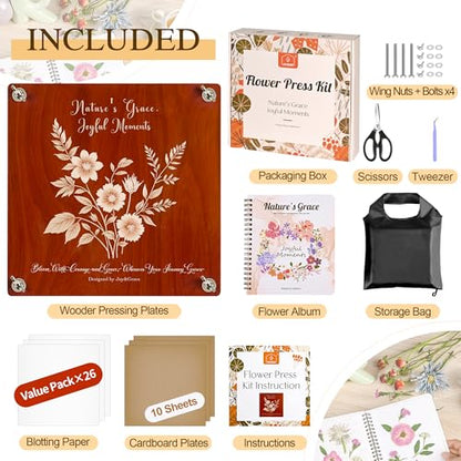 Large Flower Press Kit for Adults with Designed Cover and DIY Album