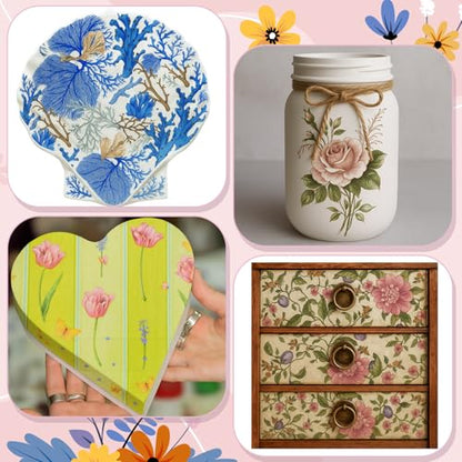20 Pack Decoupage Napkins Floral Cocktail Decorative Paper Napkins (20 Count)