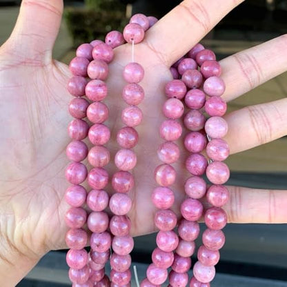 120pcs Adabele Natural Grade A Pink Rhodonite Gemstone 6mm Round Beads (124 Count)