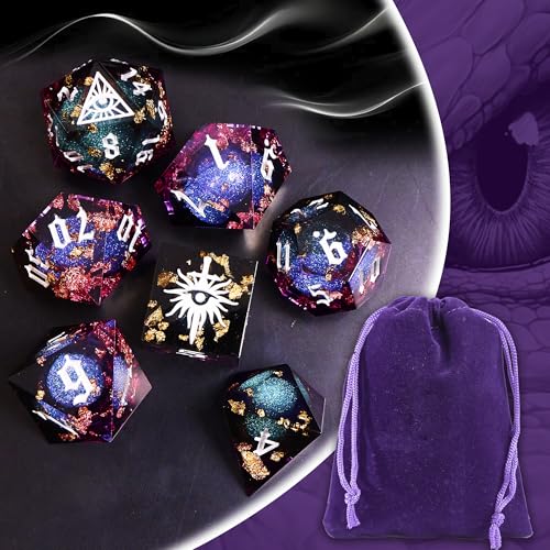 Black Eye of Mystery Liquid Core DND Dice Set (7 Count)