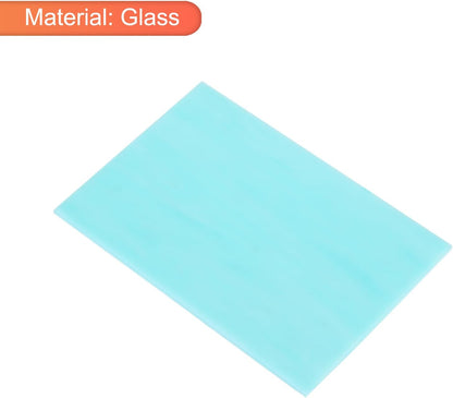 MECCANIXITY 2 Pcs Stained Glass Sheet Mosaic Tile 7.9 Inch x 5.9 Inch Sky Blue Stained Glass Sheets for Crafts DIY Art Project