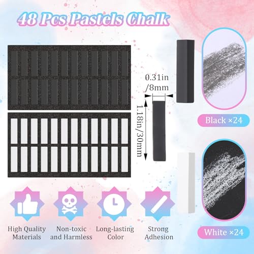 48 Pcs Soft Chalk Pastels Set Soft Pastel for Artists Square Sketch Chalk Non (48 Count)