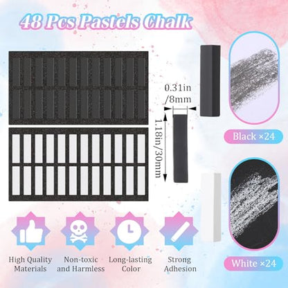 48 Pcs Soft Chalk Pastels Set Soft Pastel for Artists Square Sketch Chalk Non (48 Count)