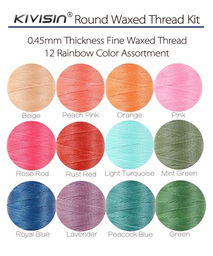12 Colored Waxed Polyester Thread
