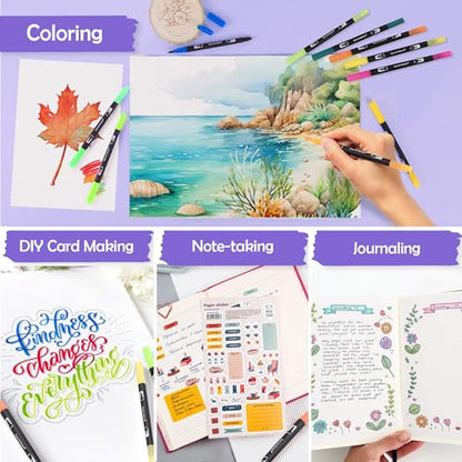 168 Colors Dual Tip Watercolor Paint Markers Pens (168 Count)