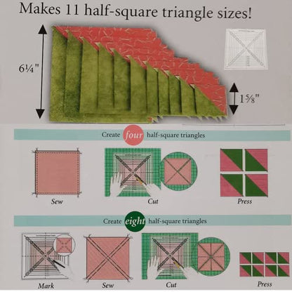 Easy Half Square Triangles Template Ruler for Sewing Quilting