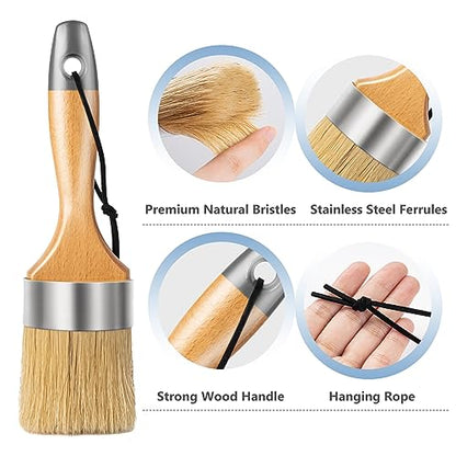3 Pack Chalk & Wax Paint Brushes Set