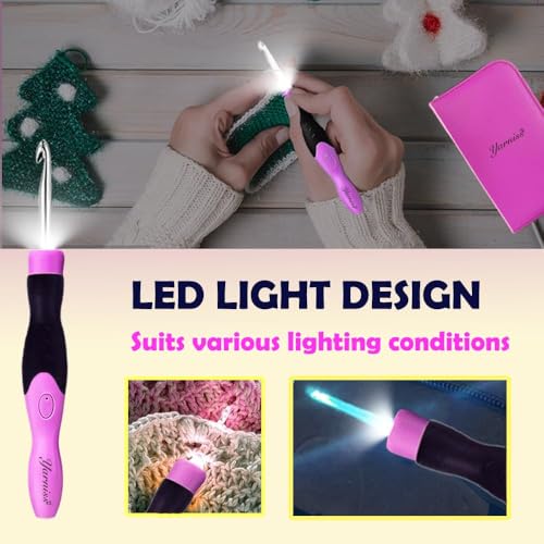 17 Size Lighted Crochet Hooks Set with USB Recharger 2.5~14.0 mm (17 Count)