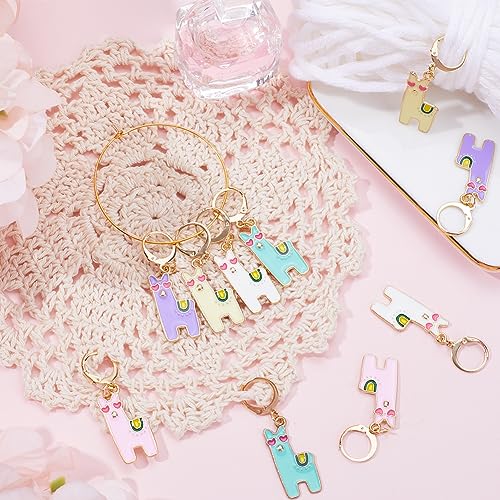 1 Box 20pcs Crochet Knitting Markers Stitch Charms Alpaca Cute Animals Locking Stitch Charm Crochet Knitting Markers for Weaving Sewing Needleworks DIY Crafts (20 Count)