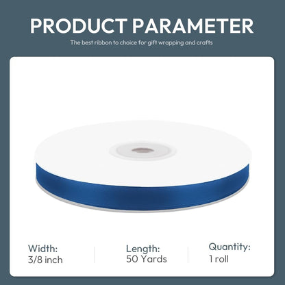 KMER LIFE 3/8" Wide x 50 Yards Navy Blue Single Faced Polyester Satin Ribbon, Navy Blue Satin Ribbon Perfect for Wedding Decor, Wreath, Crafts, Gift Wrapping & Other Projects (Navy Blue) - Crafty Corner