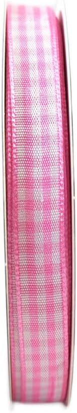 Pink Gingham Plaid Checked Ribbon 25 Yards Each Roll 100% Polyester (3/8",Pink) - Crafty Corner