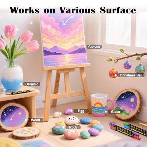 120 Colors Acrylic Paint Markers Brush Tip Acrylic Paint Markers Pens (60 Count)