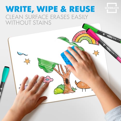 12 Pack Small Dry Erase Boards 9x12 with 12 Erasers for Students (12 Count)