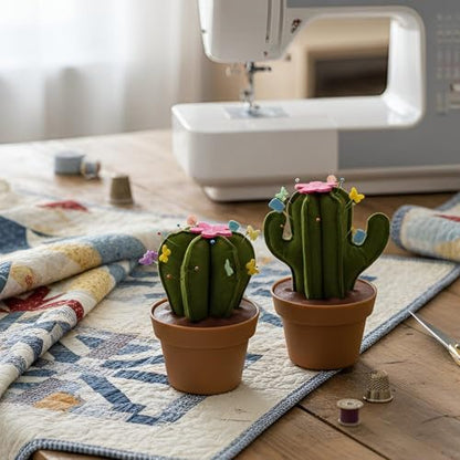 Saguaro Shaped Pin Cushion with Sewing Notions