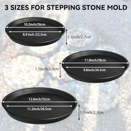 6 Pcs 3 Sizes Round DIY Concrete Stepping Stone Mold (6 Count)